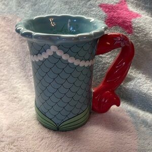 The Little Mermaid Ariel coffee mug blue/green color w/ red “hair” handle